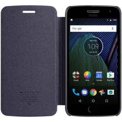 Motorola Moto G5 Plus (Gen 5 XT1684) pilkas odinis atverčiamas Nillkin Sparkle dėklas / Priedai.lt