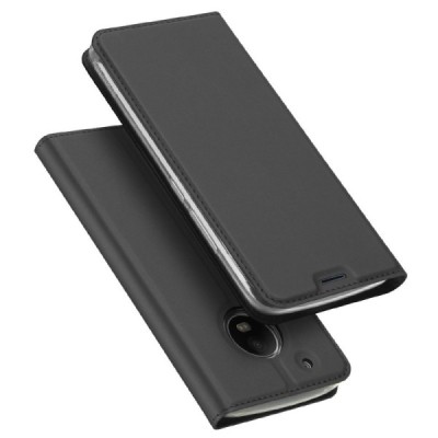 Motorola Moto G5 Plus (XT1684) „Dux Ducis“ Skin sērijas melns ādas atvērams maciņš / Vacins.lv