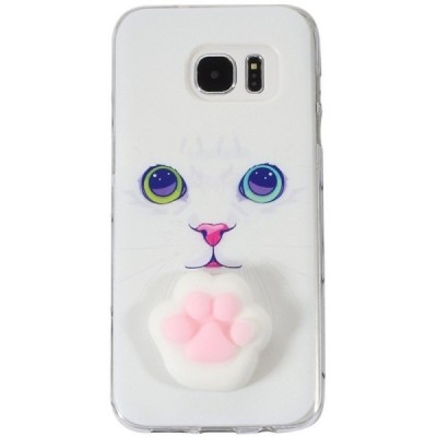 Samsung Galaxy S7 (G930) „Squezy“ Pėdutė cieta silikona (TPU) balts apvalks / Vacins.lv