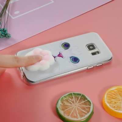 Samsung Galaxy S7 (G930) „Squezy“ Pėdutė cieta silikona (TPU) balts apvalks / Vacins.lv