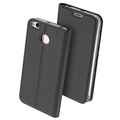 Xiaomi Redmi 4X „Dux Ducis“ Skin sērijas melns ādas atvērams maciņš / Vacins.lv