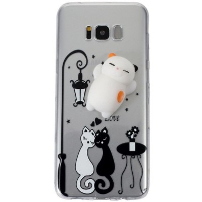 Samsung Galaxy S8 (G950) „Squezy“ Cat kieto silikono TPU skaidrus dėklas - nugarėlė / Priedai.lt
