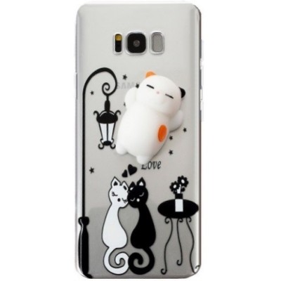 Samsung Galaxy S8+ (G955) „Squezy“ Cat kieto silikono TPU skaidrus dėklas - nugarėlė / Priedai.lt