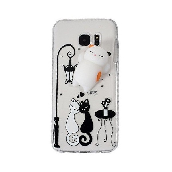 „Squezy“ Cat cieta silikona (TPU) apvalks - dzidrs (Galaxy S7 Edge)