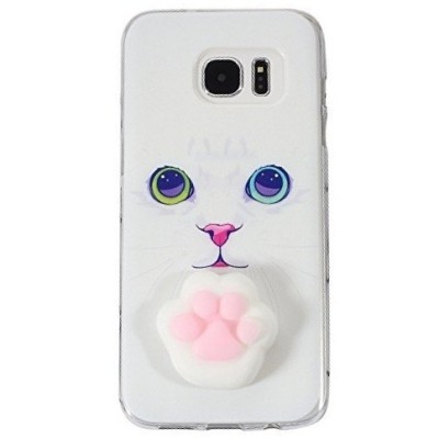 Samsung Galaxy S7 Edge (G935) „Squezy“ Pėdutė kieto silikono TPU baltas dėklas - nugarėlė / Priedai.lt