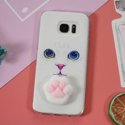 Samsung Galaxy S7 Edge (G935) „Squezy“ Pėdutė kieto silikono TPU baltas dėklas - nugarėlė / Priedai.lt