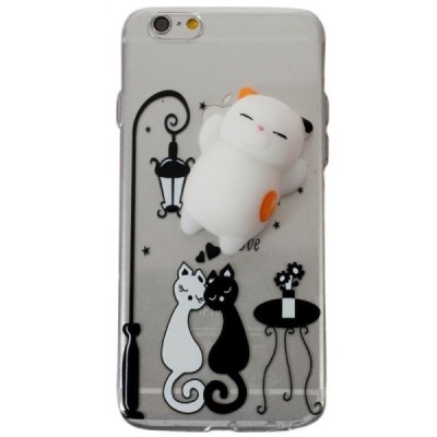 Apple iPhone 6 ir Apple iPhone 6s „Squezy“ Cat kieto silikono TPU skaidrus dėklas - nugarėlė / Priedai.lt