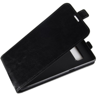 Samsung Galaxy Note 8 (N950F) klasisks ādas vertikāli atvēramais melns maciņš / Vacins.lv