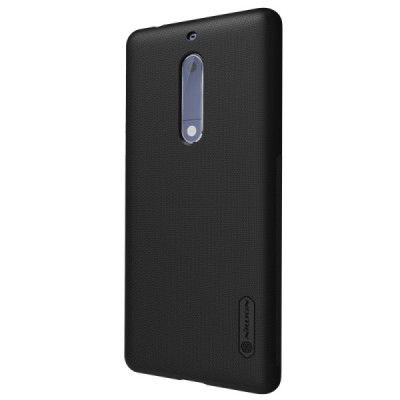 Nokia 5 Frosted Shield juodas plastikinis dėklas + apsauginė ekrano plėvelė / Priedai.lt
