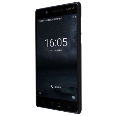 Nokia 5 Frosted Shield juodas plastikinis dėklas + apsauginė ekrano plėvelė / Priedai.lt