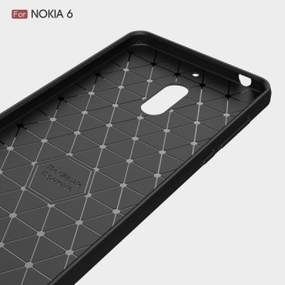 Nokia 6 „Carbon“ cieta silikona (TPU) melns apvalks / vacins.lv