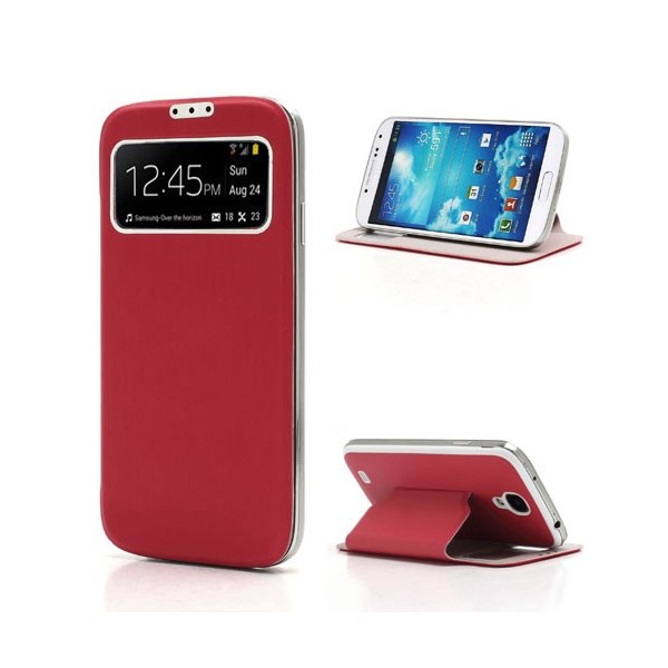 Atverčiamas „S-View“ stiliaus dėklas - raudonas (Galaxy S4)