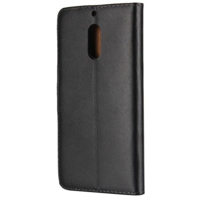 Nokia 6 atvēramais ādas melns maciņš, grāmata (maks) / Vacins.lv