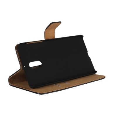 Nokia 6 atvēramais ādas melns maciņš, grāmata (maks) / Vacins.lv