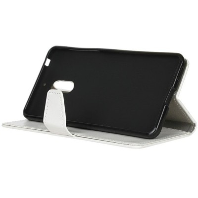 Nokia 6 atverčiamas baltas odinis dėklas, knygutė - piniginė / Priedai.lt