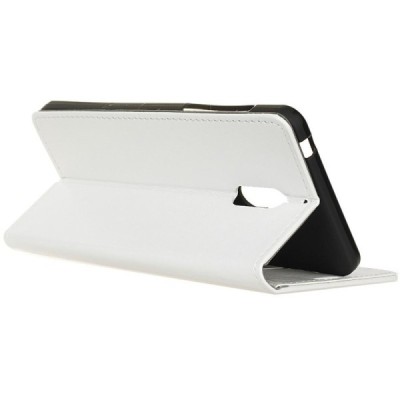 Nokia 6 atverčiamas baltas odinis dėklas, knygutė - piniginė / Priedai.lt