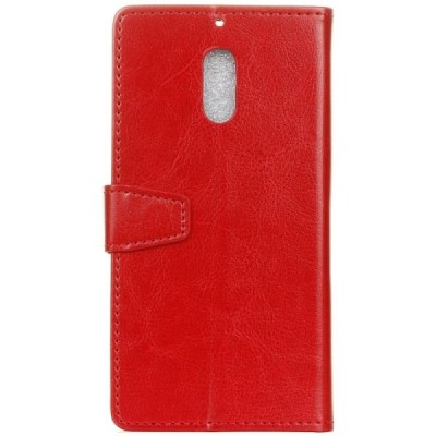 Nokia 6 atvēramais ādas sarkans maciņš, grāmata (maks) / Vacins.lv