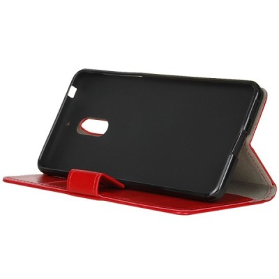 Nokia 6 atvēramais ādas sarkans maciņš, grāmata (maks) / Vacins.lv