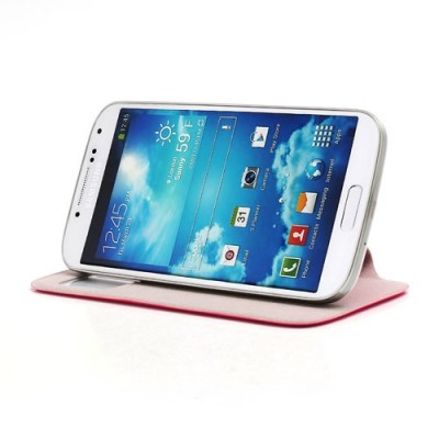 Samsung Galaxy S4 S-View stiliaus raudonas atverčiamas dėklas (dėkliukas) - galinis dangtelis / Priedai.lt
