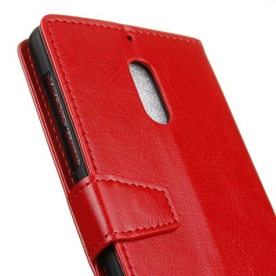 Nokia 6 atvēramais ādas sarkans maciņš, grāmata (maks) / Vacins.lv