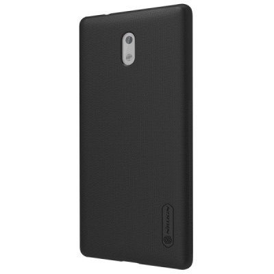 Nokia 3 Frosted Shield juodas plastikinis dėklas + apsauginė ekrano plėvelė / Priedai.lt
