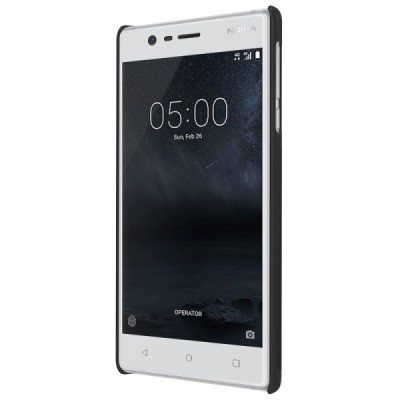 Nokia 3 Frosted Shield juodas plastikinis dėklas + apsauginė ekrano plėvelė / Priedai.lt