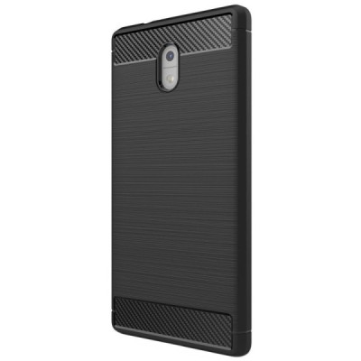 Nokia 3 „Carbon“ kieto silikono TPU juodas dėklas - nugarėlė / Priedai.lt