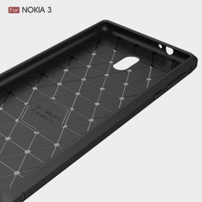 Nokia 3 „Carbon“ kieto silikono TPU juodas dėklas - nugarėlė / Priedai.lt