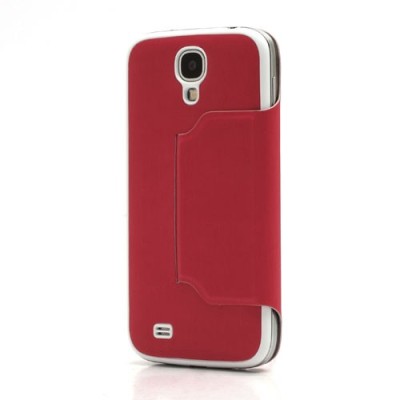 Samsung Galaxy S4 S-View stiliaus raudonas atverčiamas dėklas (dėkliukas) - galinis dangtelis / Priedai.lt
