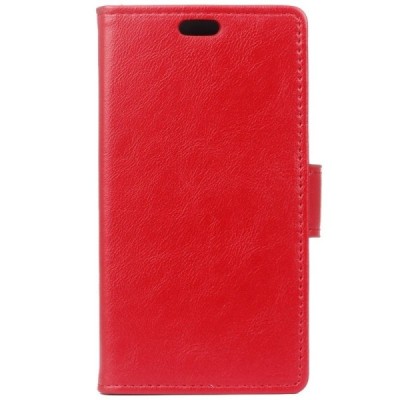 Nokia 3 atverčiamas raudonas odinis dėklas, knygutė - piniginė / Priedai.lt