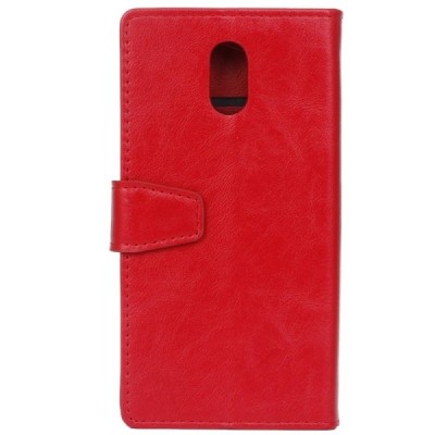 Nokia 3 atverčiamas raudonas odinis dėklas, knygutė - piniginė / Priedai.lt