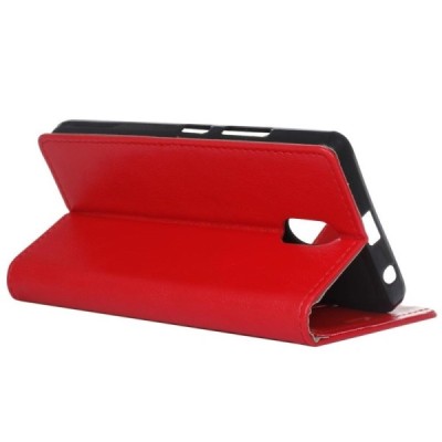 Nokia 3 atverčiamas raudonas odinis dėklas, knygutė - piniginė / Priedai.lt