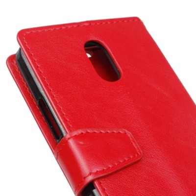 Nokia 3 atverčiamas raudonas odinis dėklas, knygutė - piniginė / Priedai.lt