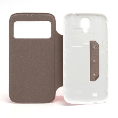 Samsung Galaxy S4 S-View stiliaus raudonas atverčiamas dėklas (dėkliukas) - galinis dangtelis / Priedai.lt