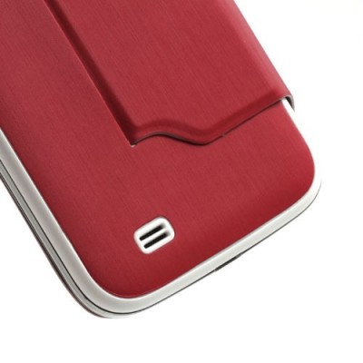 Samsung Galaxy S4 S-View stiliaus raudonas atverčiamas dėklas (dėkliukas) - galinis dangtelis / Priedai.lt
