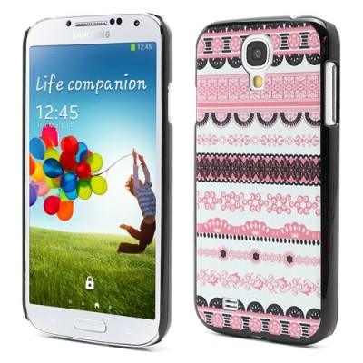 Raštuotas rožinis Samsung Galaxy S4 plastikinis dėklas (dėkliukas, nugarėlė) / Priedai.lt