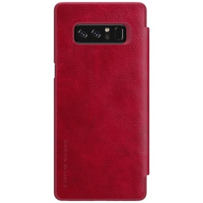 Greznais „Nillkin“ Qin sērijas ādas atvērams sarkans Samsung Galaxy Note 8 (N950F) maciņš / Vacins.lv