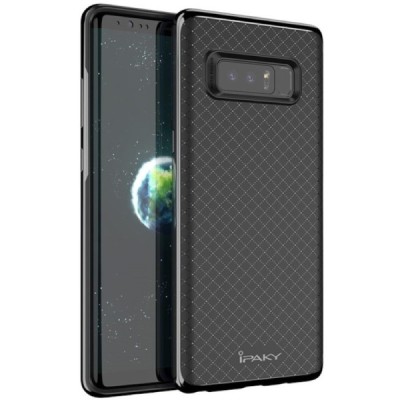 Samsung Galaxy Note 8 (N950F) „IPAKY“ cieta silikona (TPU) melns apvalks (apmales - pelekā krāsā) / Vacins.lv