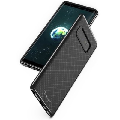 Samsung Galaxy Note 8 (N950F) „IPAKY“ kieto silikono TPU juodas (pilkos spalvos apvadais) dėklas - nugarėlė / Priedai.lt