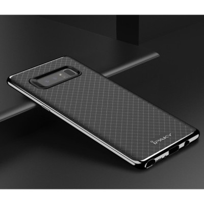 Samsung Galaxy Note 8 (N950F) „IPAKY“ kieto silikono TPU juodas (pilkos spalvos apvadais) dėklas - nugarėlė / Priedai.lt