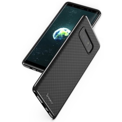 Samsung Galaxy Note 8 (N950F) „IPAKY“ cieta silikona (TPU) melns apvalks (apmales - sudrabā krāsā) / Vacins.lv