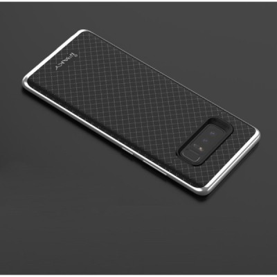 Samsung Galaxy Note 8 (N950F) „IPAKY“ cieta silikona (TPU) melns apvalks (apmales - sudrabā krāsā) / Vacins.lv