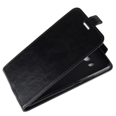 HTC U11 un HTC U11 Dual klasisks ādas vertikāli atvēramais melns maciņš / Vacins.lv