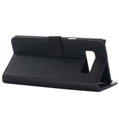 Samsung Galaxy Note 8 (N950F) atverčiamas juodas odinis retro dėklas - piniginė / Priedai.lt