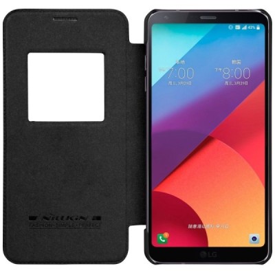 Greznais „Nillkin“ Qin sērijas ādas atvērams melns LG G6 (H870) maciņš / Vacins.lv