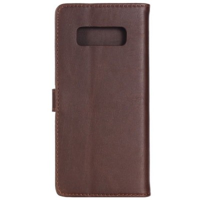 Samsung Galaxy Note 8 (N950F) atvēramais ādas tumši brūns retro maciņš (maks) / Vacins.lv