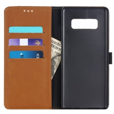 Samsung Galaxy Note 8 (N950F) atverčiamas šviesiai rudas odinis retro dėklas - piniginė / Priedai.lt