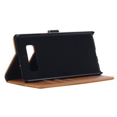 Samsung Galaxy Note 8 (N950F) atverčiamas šviesiai rudas odinis retro dėklas - piniginė / Priedai.lt