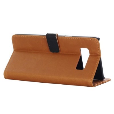 Samsung Galaxy Note 8 (N950F) atverčiamas šviesiai rudas odinis retro dėklas - piniginė / Priedai.lt