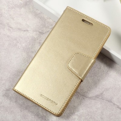 „Mercury“ Samsung Galaxy A5 2017 (A520) auksinis odinis atverčiamas dėklas - piniginė / Priedai.lt